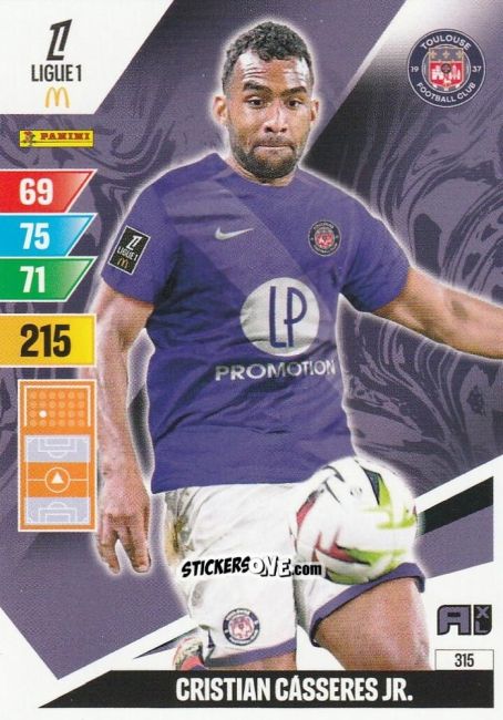 Figurina Cristian Casseres Jr. - Ligue 1 2024-2025. Adrenalyn XL n. 315 - Panini