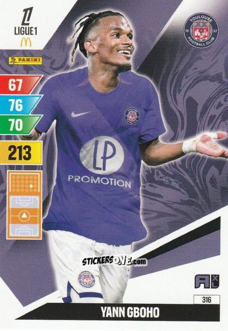 Cromo Yann Gboho - Ligue 1 2024-2025. Adrenalyn XL n. 316 - Panini