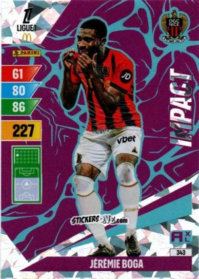 Figurina Jérémie Boga - Ligue 1 2024-2025. Adrenalyn XL n. 343 - Panini