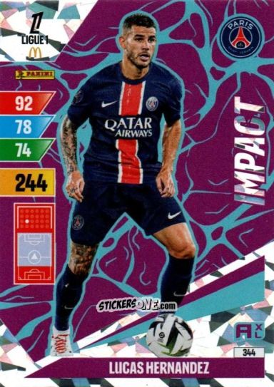 Figurina Lucas Hernandez - Ligue 1 2024-2025. Adrenalyn XL n. 344 - Panini