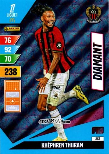 Cromo Khéphren Thuram - Ligue 1 2024-2025. Adrenalyn XL n. 367 - Panini