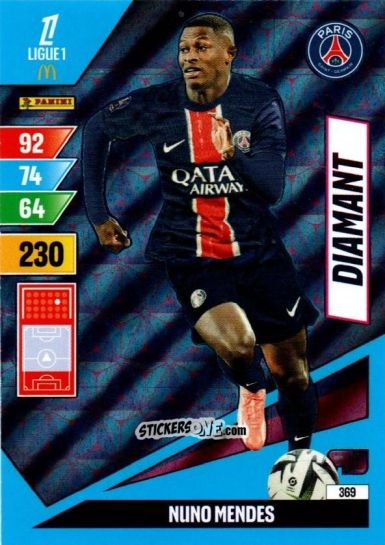 Sticker Nuno Mendes - Ligue 1 2024-2025. Adrenalyn XL n. 369 - Panini