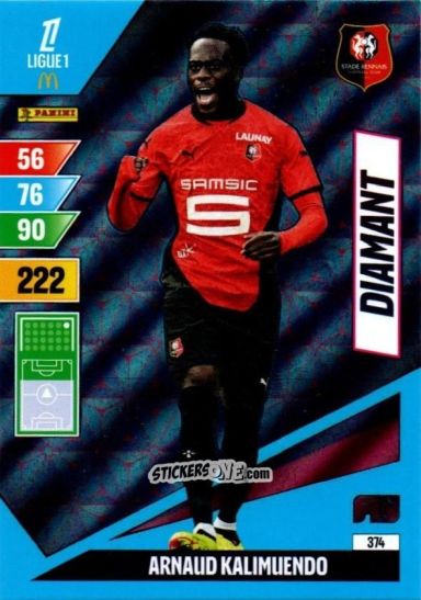 Cromo Arnaud Kalimuendo - Ligue 1 2024-2025. Adrenalyn XL n. 374 - Panini