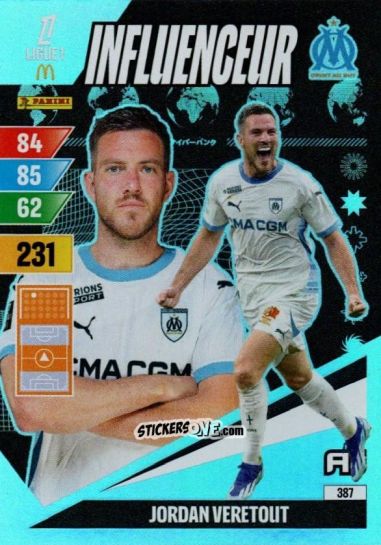 Figurina Jordan Veretout - Ligue 1 2024-2025. Adrenalyn XL n. 387 - Panini