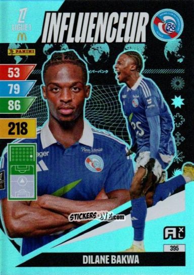 Figurina Dilane Bakwa - Ligue 1 2024-2025. Adrenalyn XL n. 395 - Panini