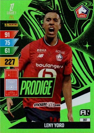 Cromo Leny Yoro - Ligue 1 2024-2025. Adrenalyn XL n. 397 - Panini