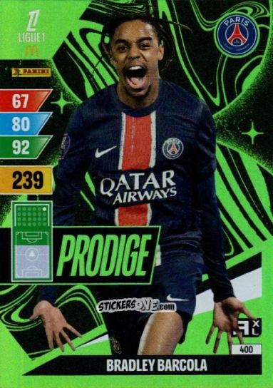 Sticker Bradley Barcola - Ligue 1 2024-2025. Adrenalyn XL n. 400 - Panini