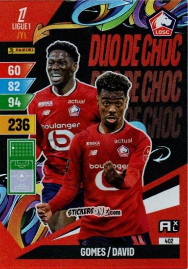 Cromo Gomes / David - Ligue 1 2024-2025. Adrenalyn XL n. 402 - Panini