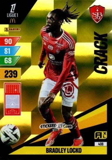 Cromo Bradley Locko - Ligue 1 2024-2025. Adrenalyn XL n. 408 - Panini
