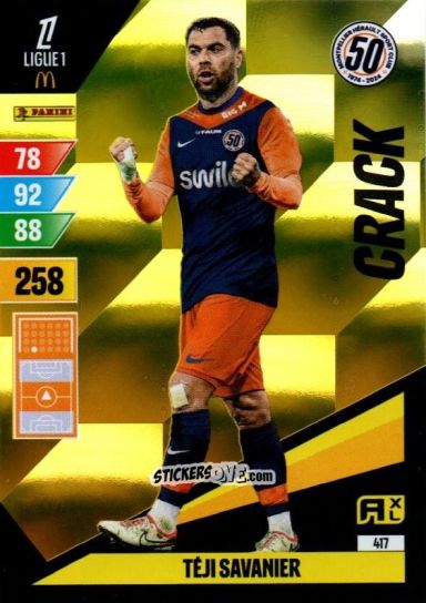 Cromo Téji Savanier - Ligue 1 2024-2025. Adrenalyn XL n. 417 - Panini