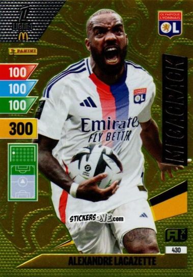 Figurina Alexandre Lacazette - Ligue 1 2024-2025. Adrenalyn XL n. 430 - Panini