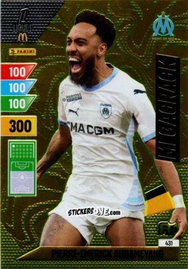 Sticker Pierre-Emerick Aubameyang - Ligue 1 2024-2025. Adrenalyn XL n. 431 - Panini