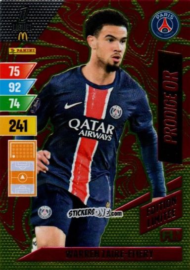 Sticker Warren Zaîre-Emery - Ligue 1 2024-2025. Adrenalyn XL n. LE-WZE - Panini