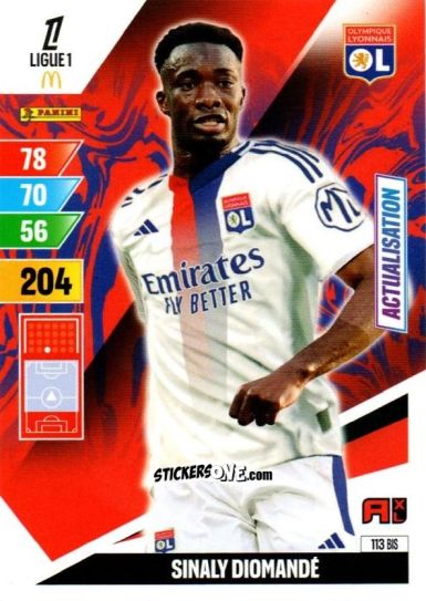 Figurina Sinaly Diomandé - Ligue 1 2024-2025. Adrenalyn XL n. 113BIS - Panini