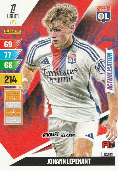 Cromo Johann Lepenant - Ligue 1 2024-2025. Adrenalyn XL n. 120BIS - Panini