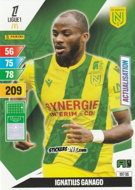 Cromo Ignatius Ganago - Ligue 1 2024-2025. Adrenalyn XL n. 197BIS - Panini