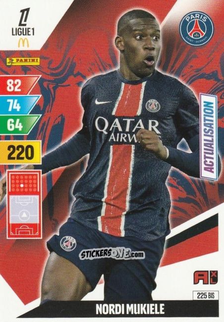 Cromo Nordi Mukiele - Ligue 1 2024-2025. Adrenalyn XL n. 225BIS - Panini