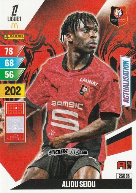 Figurina Alidu Seidu - Ligue 1 2024-2025. Adrenalyn XL n. 260BIS - Panini