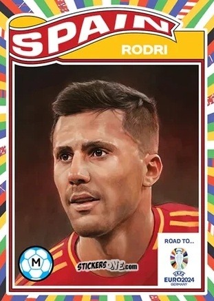 Figurina Rodri - Living Set Soccer Euro 2024 n. 17 - Topps