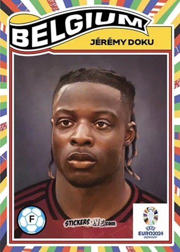 Sticker Jeremy Doku - Living Set Soccer Euro 2024 n. 28 - Topps