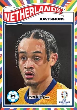 Figurina Xavi Simons - Living Set Soccer Euro 2024 n. 32 - Topps
