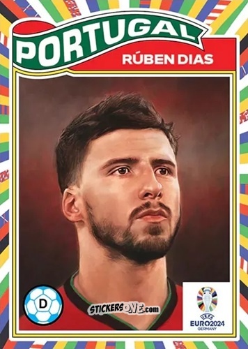 Figurina Ruben Dias - Living Set Soccer Euro 2024 n. 36 - Topps