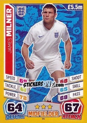 Cromo James Milner - Match Attax England 2014 n. 90 - Topps