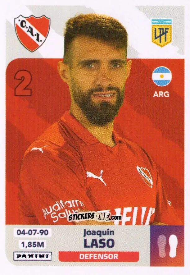 Sticker Joaquín Laso - Fútbol Argentino 2024 n. IND3 - Panini
