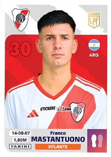 Sticker Franco Mastantuono - Fútbol Argentino 2024 n. RIV10 - Panini