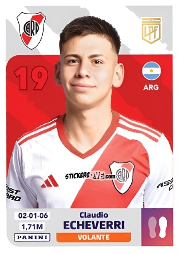Sticker Claudio Echeverri - Fútbol Argentino 2024 n. RIV13 - Panini