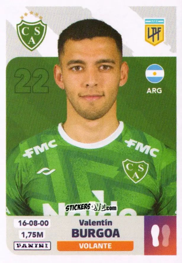 Figurina Valentín Burgoa - Fútbol Argentino 2024 n. SAR9 - Panini