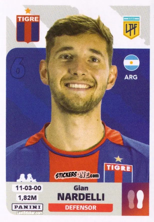 Figurina Gian Nardelli - Fútbol Argentino 2024 n. TIG7 - Panini