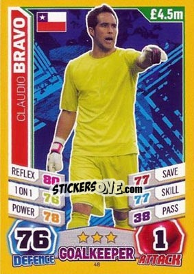 Figurina Claudio Bravo - Match Attax World Stars 2014 n. 48 - Topps