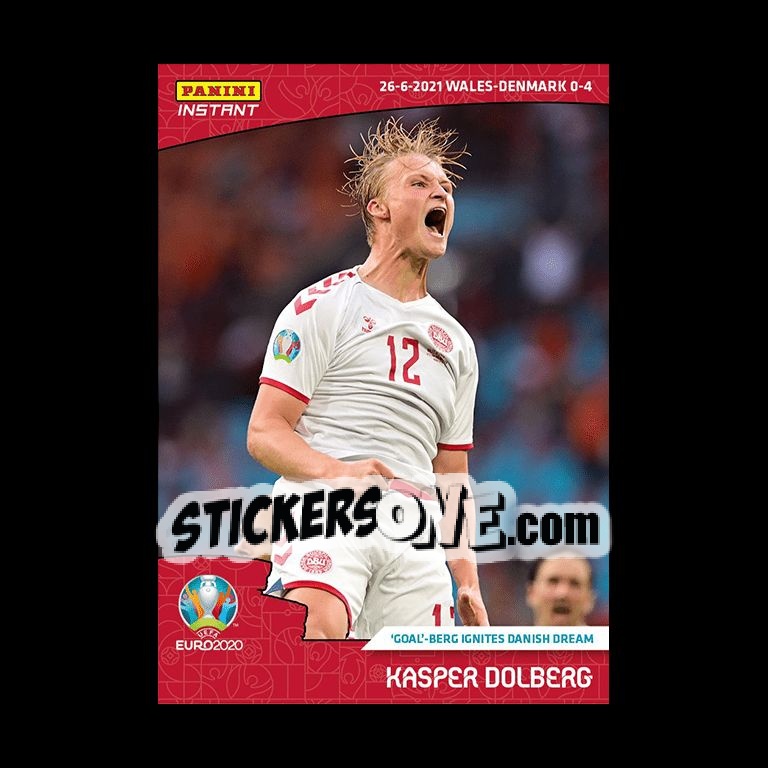 Figurina Kasper Dolberg - INSTANT UEFA EURO 2020 Adrenalyn XL
 n. 39 - Panini