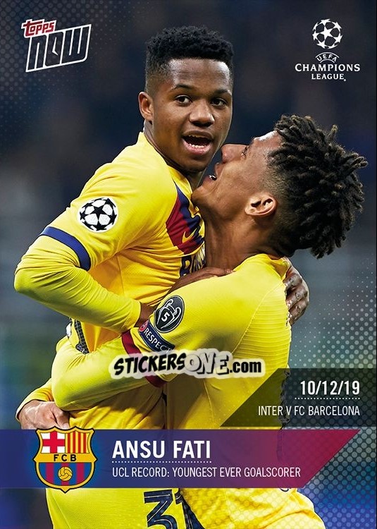 Sticker Ansu Fati - Now Uefa Champions League 2019-2020 n. 30 - Topps