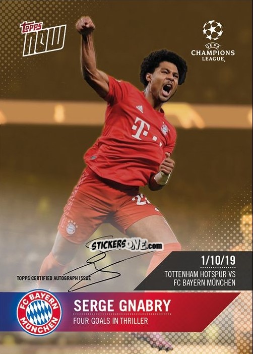 Figurina Serge Gnabry - Now Uefa Champions League 2019-2020 n. 13e - Topps