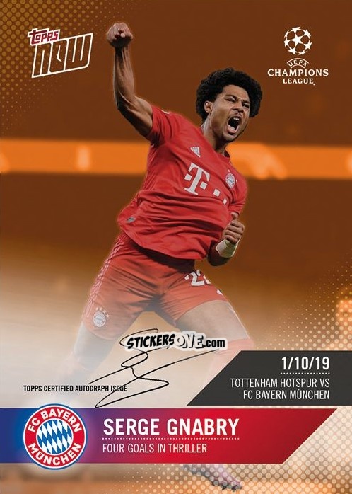 Figurina Serge Gnabry - Now Uefa Champions League 2019-2020 n. 13d - Topps