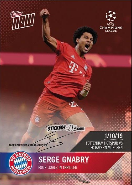 Figurina Serge Gnabry - Now Uefa Champions League 2019-2020 n. 13c - Topps