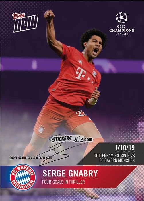 Figurina Serge Gnabry - Now Uefa Champions League 2019-2020 n. 13b - Topps