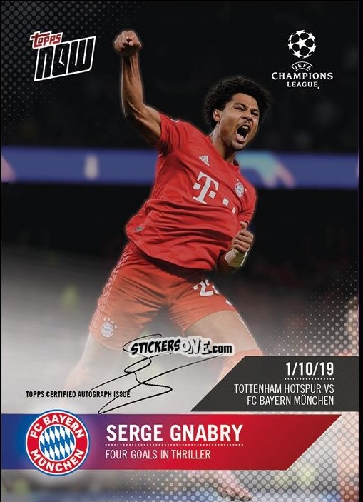 Figurina Serge Gnabry - Now Uefa Champions League 2019-2020 n. 13a - Topps