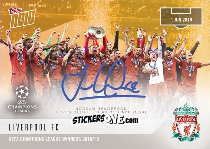 Sticker Jordan Henderson with Team - Now Uefa Champions League 2019-2020 n. 67e - Topps