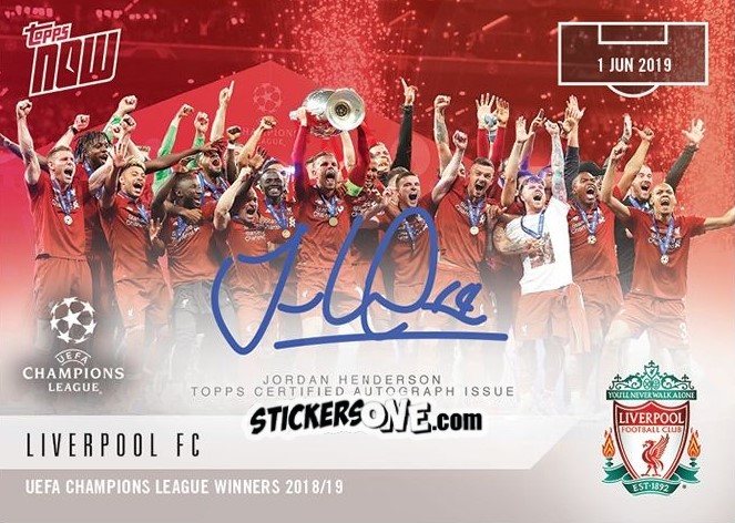 Sticker Jordan Henderson with Team - Now Uefa Champions League 2019-2020 n. 67c - Topps