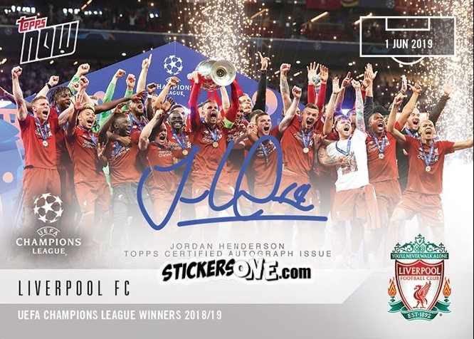Sticker Jordan Henderson with Team - Now Uefa Champions League 2019-2020 n. 67a - Topps