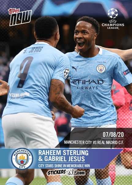 Cromo Raheem Sterling / Gabriel Jesus - Now Uefa Champions League 2019-2020 n. 62 - Topps