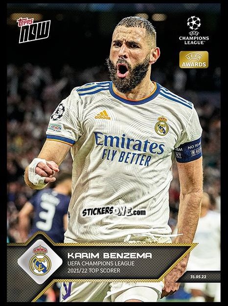 Figurina Karim Benzema - Now Uefa Champions League 2022-2023 - Second Part n. 167 - Topps