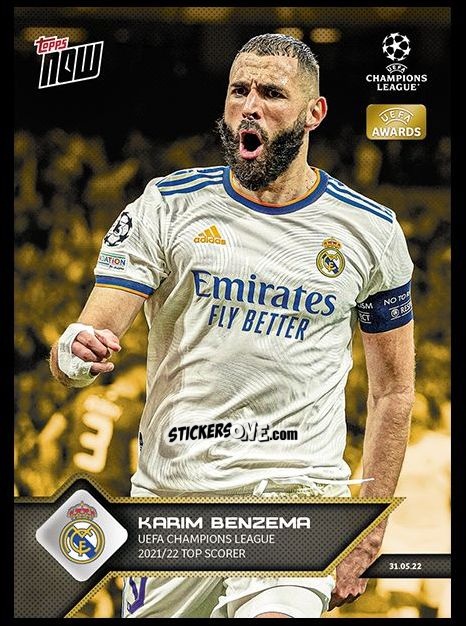 Figurina Karim Benzema - Now Uefa Champions League 2022-2023 - Second Part n. 167g - Topps