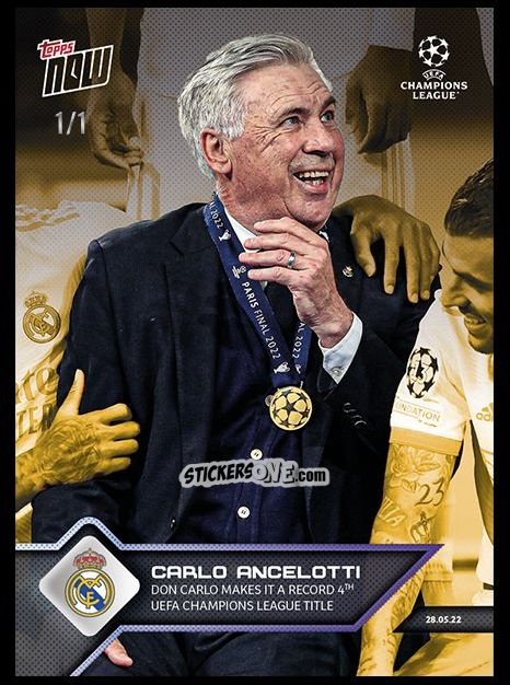 Cromo Carlo Ancelotti - Now Uefa Champions League 2022-2023 - Second Part n. 158g - Topps
