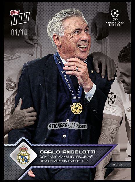 Cromo Carlo Ancelotti - Now Uefa Champions League 2022-2023 - Second Part n. 158a - Topps