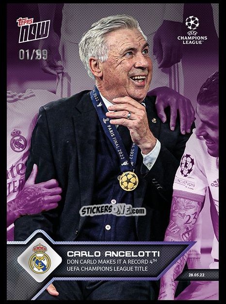 Cromo Carlo Ancelotti - Now Uefa Champions League 2022-2023 - Second Part n. 158p - Topps