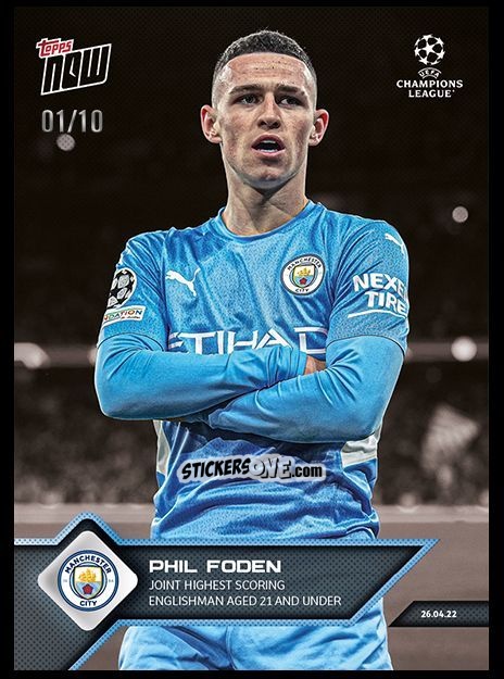 Cromo Phil Foden - Now Uefa Champions League 2022-2023 - Second Part n. 147a - Topps